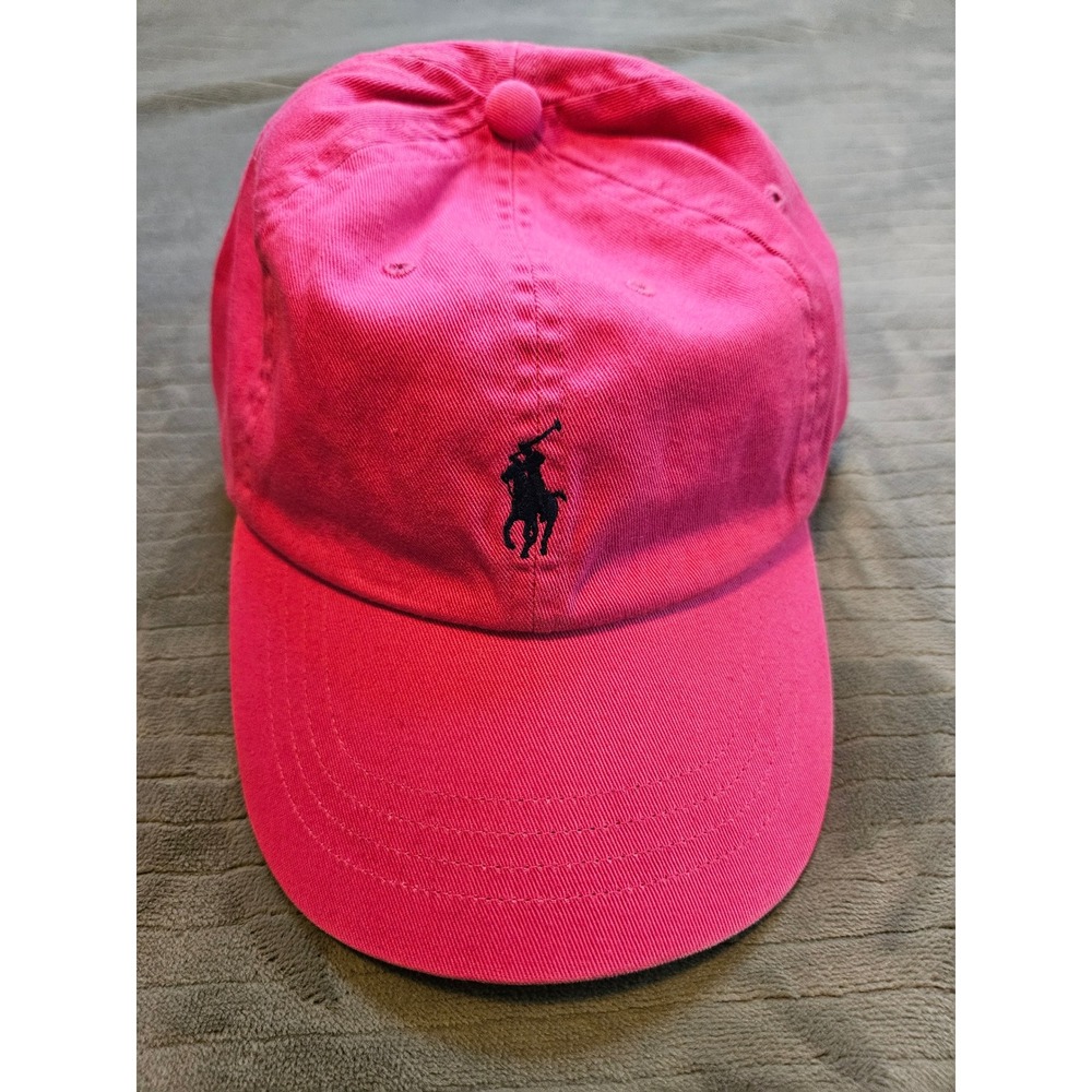NWT Polo Ralph Lauren Pink Cotton Chino Baseball Cap Hat Navy Pony